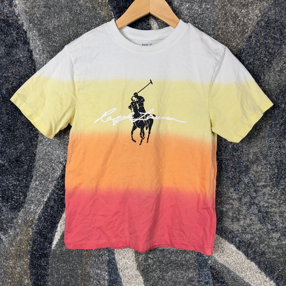 Polo Ralph Lauren T-Shirt Boys M 10-12 Multi-Color Excellent Ombre Big Pony Logo